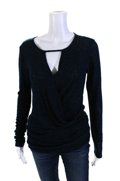 Velvet by Graham & Spencer Womens Long Sleeve Keyhole Shirt Blue Size XS