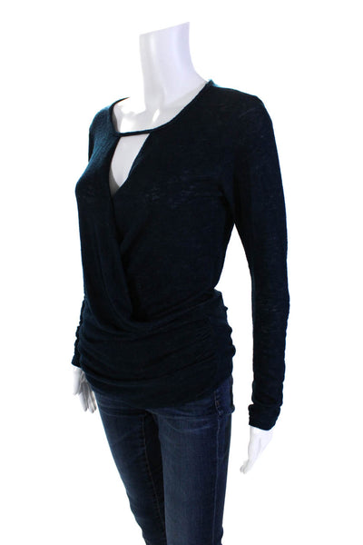 Velvet by Graham & Spencer Womens Long Sleeve Keyhole Shirt Blue Size XS