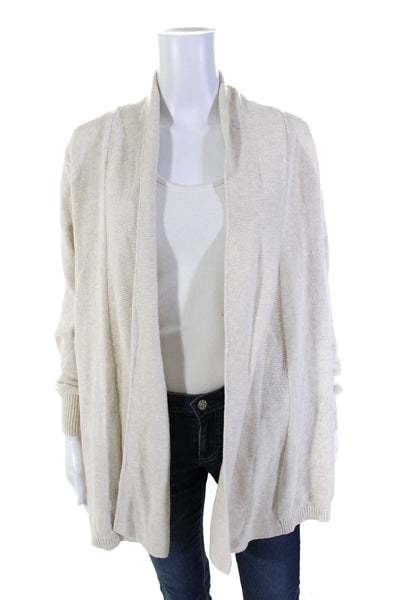 Repeat Womens Open Front Knit Cardigan Sweater Beige Cotton Size Medium