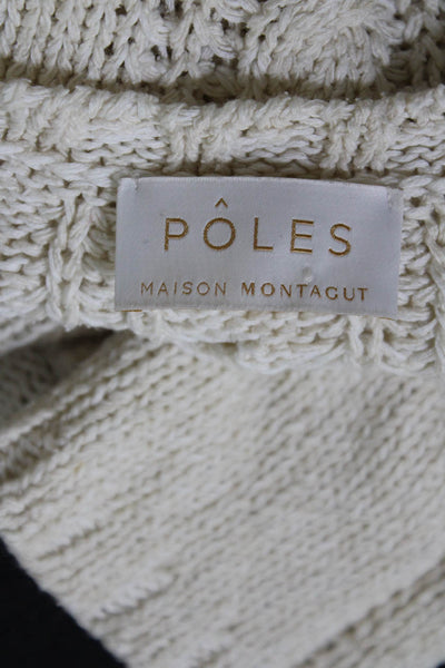 Poles Womens Long Sleeve Oversized Scoop Neck Sweater White Cotton Size Large