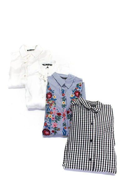 Zara Trafaluc Womens Button Up Shirts Black White Size Extra Small Lot 4