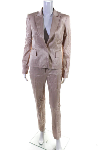 Flavio Castellani Women's Long Sleeves Two Piece Pant Suit Light Pink Size 42