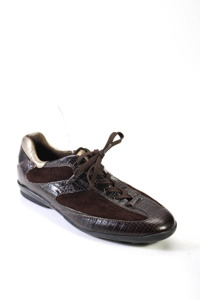 Tods Womens Suede Leather Wing Tip Lace Up Low Top Sneakers Dark Brown Size 7