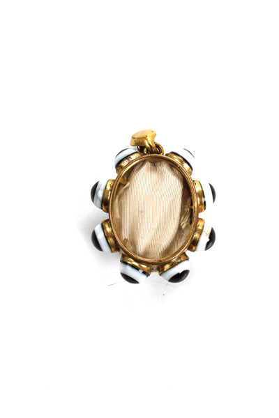 Kentshire Womens Vintage 1865 18kt Yellow Gold Banded Agate Pendant Locket 24g