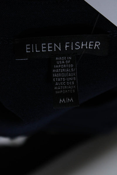 Eileen Fisher Womens Textured 3/4 Sleeve Micro Mini Shift Dress Navy Blue Size M