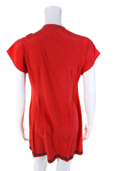 Hale Bob Womens Silk Balochi Traditional Design Mini Tunic Dress Red Size S