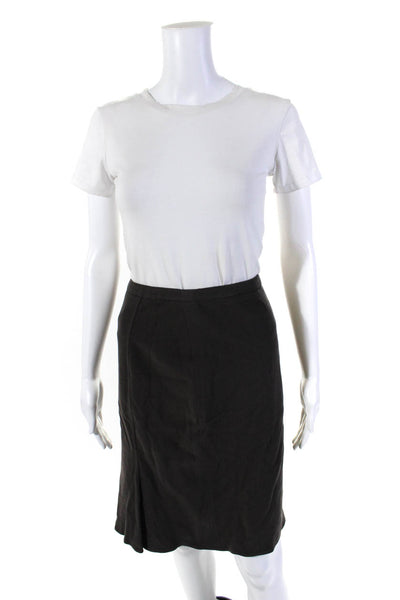 Armani Collezioni Womens Side Zip Knee Length Pencil Skirt Brown Wool Size 8