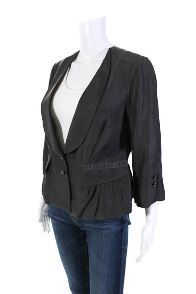 Robert Rodriguez Black Label Womens Two Button Collared Jacket Gray Size 6