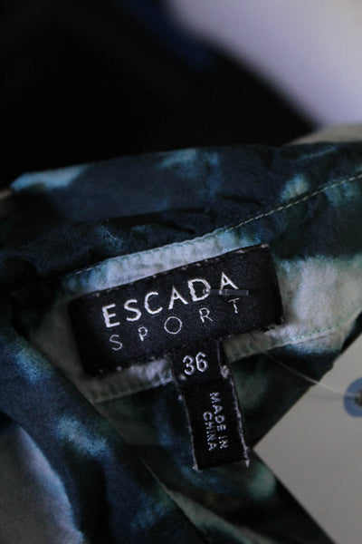 Escada Sport Women's Collar Long Sleeves Button Up Blue Shirt Size 36