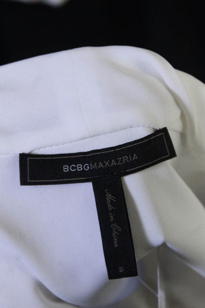 BCBGMAXAZRIA Women's Sleeveless Draped Wrap Blouse White Size S