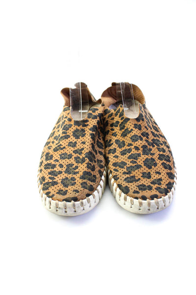 Ilse Jacobsen Womens Stretch Animal Print Slip On Shoes Brown Size 41 11