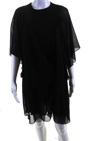 See by Chloe Womens Flowy 3/4 Sleeved Drawstring Waist Short Dress Black Size 36