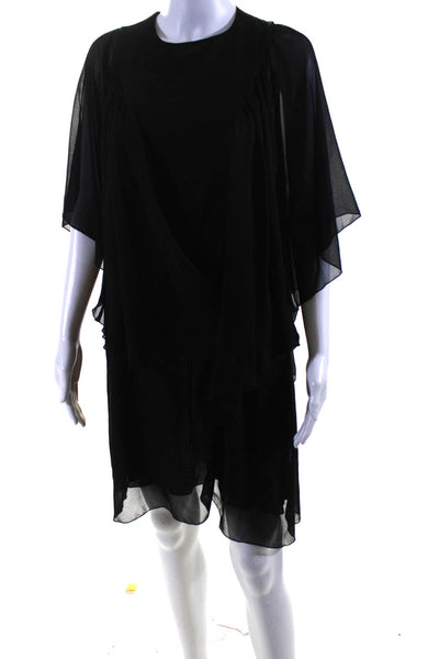 See by Chloe Womens Flowy 3/4 Sleeved Drawstring Waist Short Dress Black Size 36