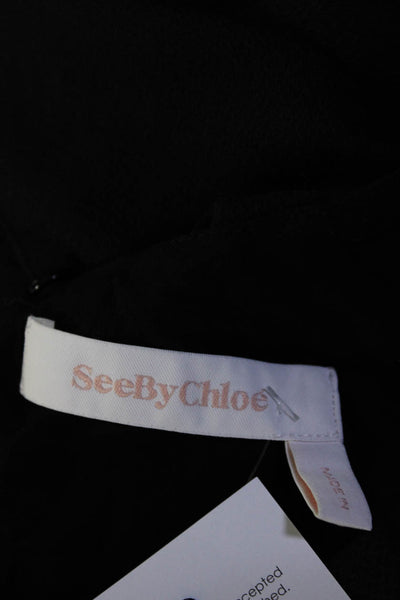 See by Chloe Womens Flowy 3/4 Sleeved Drawstring Waist Short Dress Black Size 36