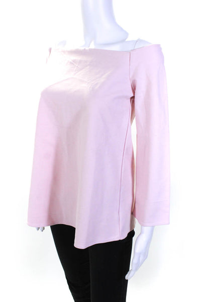 Tuckernuck Womens Long Sleeve Off Shoulder Ponte Top Blouse Light Pink Small