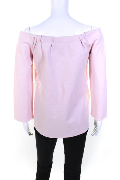 Tuckernuck Womens Long Sleeve Off Shoulder Ponte Top Blouse Light Pink Small