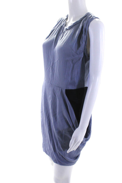 Robert Rodriguez Womens Sleeveless Bubble Hem Short Dress Blue-Gray Black Size 6