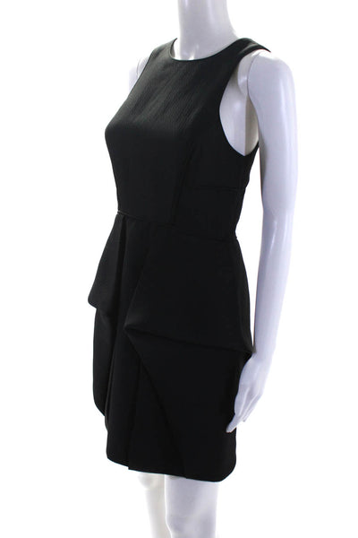 Tibi Womens Pleated Open Back Sleeveless Round Neck Pencil Dress Black Size 4