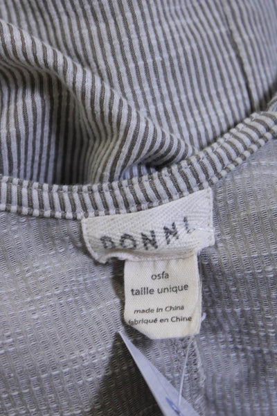 Donni Womens Striped Long Sleeved Open Front Thin Cardigan Gray White Size OSFA