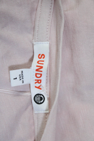 Sundry Women's Crewneck Short Sleeves Cinch Bodycon Midi Dress Pink Size 1