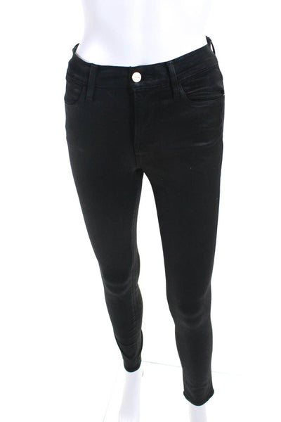 Frame Womens Cotton Buttoned Slip-On Zipped Skinny Leg Pants Black Size EUR26