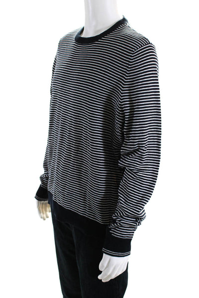Rag & Bone Men's Striped Crewneck Pullover Sweater White Navy Size XL