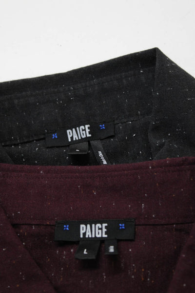 Paige Men's Long Sleeve Button Down Shirts Black Purple Size L Lot 2