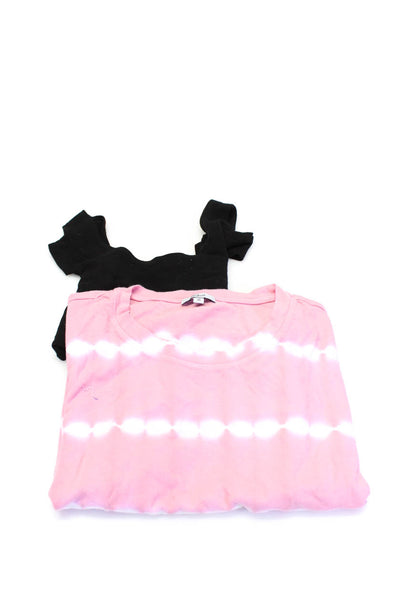 Rails LNA Womens Tie Dyed Tee Shirt Crop Top Black Pink Size XS Lot 2