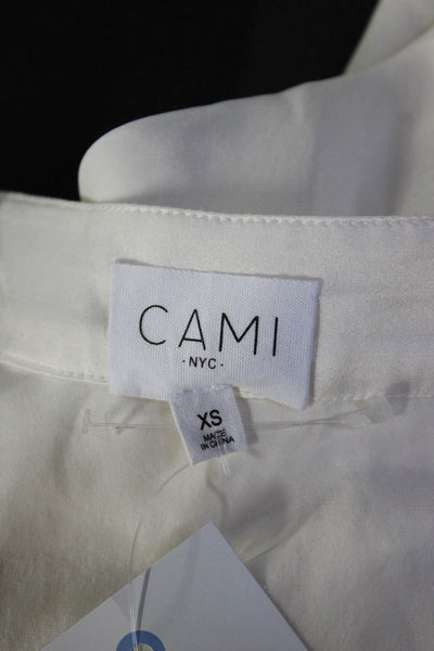 Cami NYC Womens Spaghetti Strap Fringe Silk Tank Top White Size Extra Small