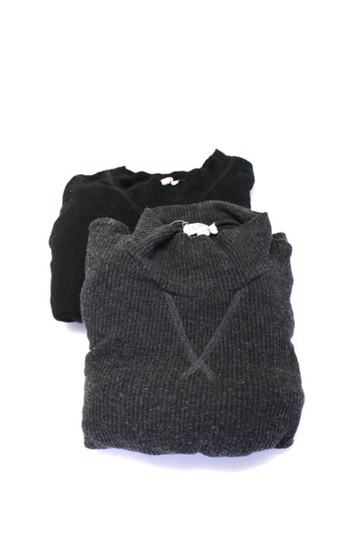 LNA Womens Long Sleeve Crew Neck Knit Shirts Black Gray Size XS Small Lot 2