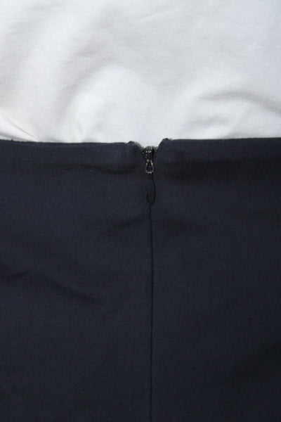 Akris Womens Zippered Pocket Pin Tuck Short Slim Pencil Skirt Navy Blue Size 8