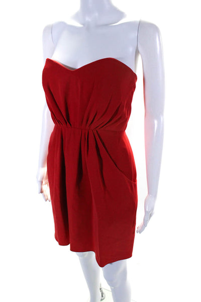 Shoshanna Womens Sweetheart Neck Strapless High Waist Dress Red Size 2