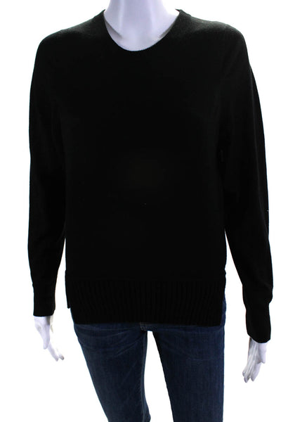 Proenza Schouler Womens Merino Wool Round Neck Pullover Sweater Top Black Size M