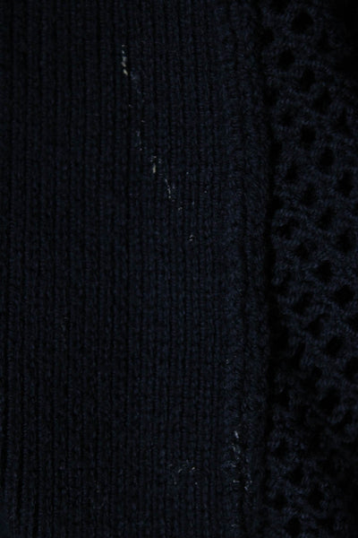 White + Warren Womens Loose Knit Long Waterfall Cardigan Sweater Black Large