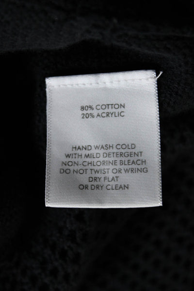 White + Warren Womens Loose Knit Long Waterfall Cardigan Sweater Black Large