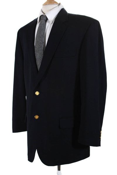 Joseph & Feiss Mens Wool Notch Collar Two Button Suit Jacket Navy Size 43R