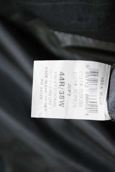 Bill Blass Mens Wool Pinstripe Notch Collar Two Button Pantsuit Black Size 44R
