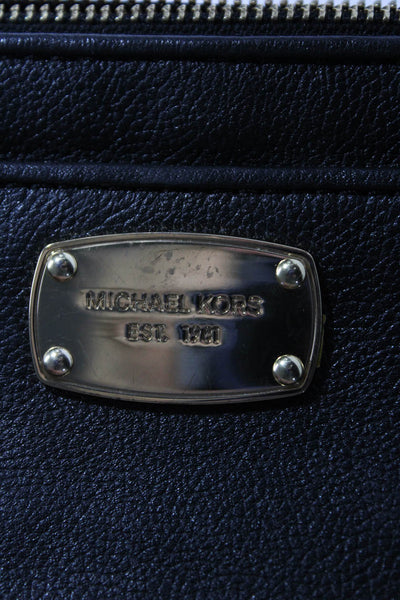 Michael Kors Womens Leather Gold Tone Zip Up Clutch Handbag Black