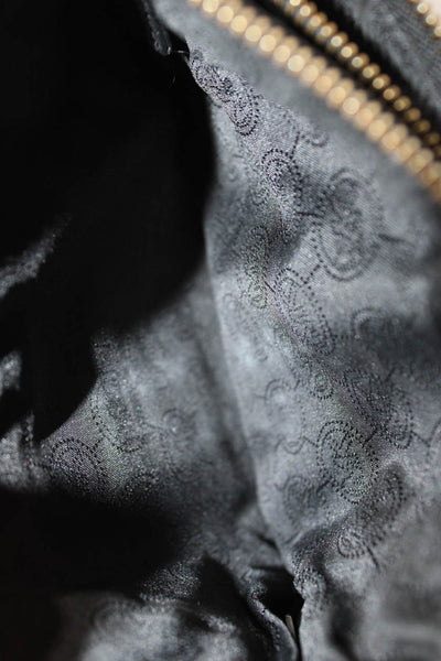 Michael Kors Womens Leather Gold Tone Crossbody Shoulder Handbag Black