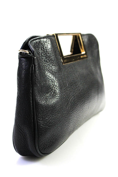 Michael Kors Womens Leather Gold Tone Frame Clutch Crossbody Shoulder Handbag Bl