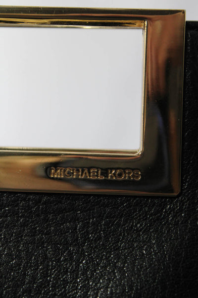 Michael Kors Womens Leather Gold Tone Frame Clutch Crossbody Shoulder Handbag Bl