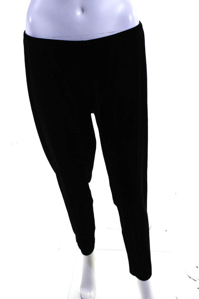 Eileen Fisher Womens Elastic Waistband Velvet Ankle Leggings Black Size Large