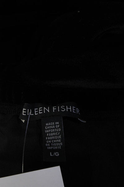 Eileen Fisher Womens Elastic Waistband Velvet Ankle Leggings Black Size Large