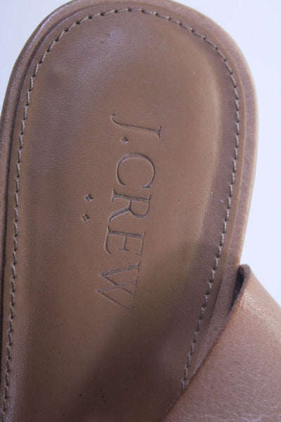 J Crew Womens Leather Cross Strap Slingbacks Sandal Heels Brown Size 9