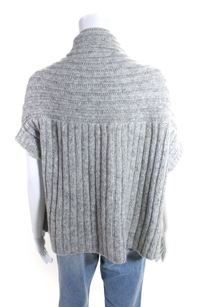 Jarbo Womens Alpaca Ribbed Texture Open Front Short Sleeve Cardigan Gray Size 0