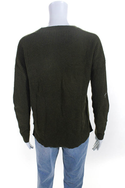 Madewell Women's Crewneck Long Sleeves Ribbed Pullover Sweater Green Size XS