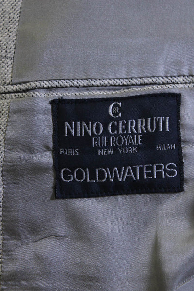 Nino Cerruti Mens Plaid Double Breasted Blazer Jacket Gray Blue Size 42