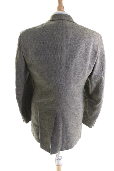 Hickey Freeman Mens Woven Two Button Blazer Jacket Gray Wool Size 40
