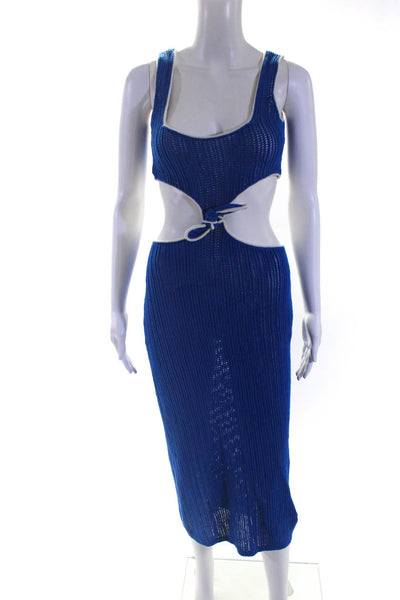 Solid & Striped Womens Cotton Knit Cut Out Sleeveless Maxi Dress Blue Size M
