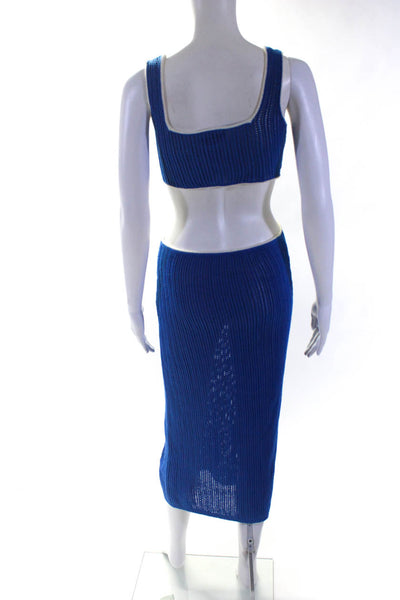 Solid & Striped Womens Cotton Knit Cut Out Sleeveless Maxi Dress Blue Size M